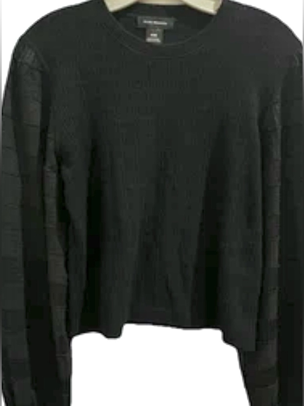 Club Monaco Black Textured Knit Cropped Sweater Top Size M
